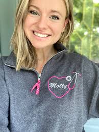 Personalized Nurse Quarter Zip Pullover: Stethoscope Heart, Healthcare  Apparel