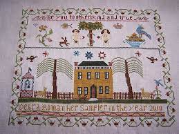 Check out what's new in the bargain bin! The Yellow House Sampler Sheepish Designs Needlework Patterns Cross Stitch Sampler Quilt