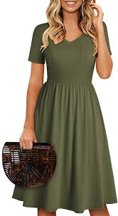 Maybe you would like to learn more about one of these? Buy Yathon Casual Dresses With Pockets For Women Cotton V Neck Stretchy A Line Summer Dress Sleeves Online In Turkey B08y2yt9wl