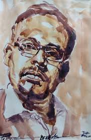 watercolor portrait painting by Japanese artist Matssubayashi