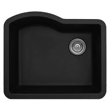 It is manufactured from an extremely durable quartz composite material and is engineered to stand up to the toughest daily kitchen tasks. Karran 24 In Black Quartz Undermount Single Bowl Kitchen Sink Qu671bl Rona