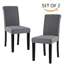 Dagonhil Dining Chairs With Nailhead Detail And Solid Wood Legs Set Of 2 Gray Dining Chairs Wood Legs Chair