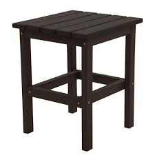 Distinguished by a handsome design, this side table will add charm to any space. Durogreen Icon Black Square Plastic Outdoor Side Table Sst1515bl The Home Depot