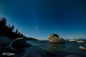 This spot is best viewed at sunset when the sun showers all sorts of colors on the rock from behind. Bonsai Rock In Moonlight Lake Tahoe Nevada Tomas W Mitchell