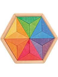 Grimm S Small Complementary Color Star Little Wooden Creative Puzzle In Storage Tray Grimm S Wooden Stars Wooden Puzzles Natural Toys
