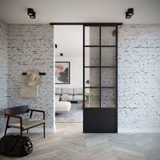 Porte Coulissante Laque Noir Monnet Xxl H 254 5 X L 123 Cm Hors Vitrage Ler Puertas Interiores De Vidrio Puertas Corredizas De Interiores Modelos De Puertas
