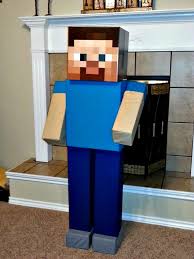 Life Size Minecraft Steve Made With Cardboard Boxes And Fabric Steve Is Almost 5 Feet Tall Great Minecraft Birthday Party Minecraft Party Minecraft Birthday