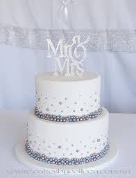 2 Tier White Silver Antique Gold Edible Bauble Wedding Cake 25th Wedding Anniversary Cakes Silver Wedding Anniversary Cake Wedding Anniversary Cakes