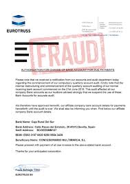 Trust and fiduciary services are provided by bank of america, n.a. Important Notices Of Recent Fraudulent Emails Targeting Financial Transactions And Due Payments Eurotruss