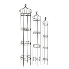 Amagabeli 4 pack garden trellis for climbing plants 60″ x 18″ just stick this piece to the ground or secure it against a fence or wall or anywhere near a potted it is lightweight and can be easily assembled with its round base and planter, vertical trellis risers and. Beautiful Metal Round Trellis Set Of 3 Overstock 10160033