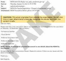 May 06, 2021 · the covid vaccine will be administered free of charge to all singaporeans who wish to be vaccinated. Scam Alert Fake Email On Mom Flu Vaccine Registration Change In Appointment Details
