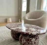 Modern Rosso Levanto Red Marble Coffee Table - Marble End Table - Side Table