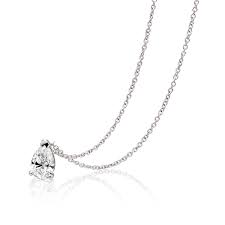 The gia certified pear shaped diamond is secured in a fine 3 claw setting, attached directly to a 16 inch, 1.2mm wide trace chain. 3 Claw Pear Shaped Diamond Pendant Daniel Christopher Jewellery