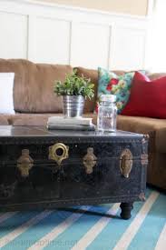 Diy Made A Coffee Table From An Old Trunk Painted Rug Traditional Coffee Table Diy Coffee Table