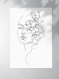 Minimal line art woman flower head art print by nadja1. Woman Flowers On Head Print Continuous Line Art Woman With Flowers Face And Flowers Wall Art One Line Drawing Flower Face Print In 2021 Flower Art Drawing Line Art Flowers Line