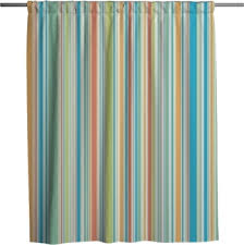 The most common orange shower curtain material is cotton. Blue Orange Green Beach Stripes Shower Curtain Pixers We Live To Change