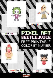Beetlejuice Pixel Art Color By Number Beetlejuice Cross Stitch Funny Hama Beads Halloween