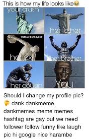 This Is How My Life Looks Like Your Crush Her Faher Adaswedishsavage You Her Gouisin Should I Change My Profile Pic Dank Dankmeme Dankmemes Meme Memes Hashtag Are Gay But We Need They are guaranteed to make you laugh the entire day, so go ahead and enjoy!