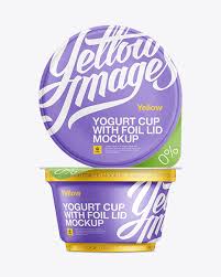 Download 150g Yogurt Cup W Foil Lid Mockup In Cup Bowl Mockups On Yellow Images Object Mockups PSD Mockup Templates