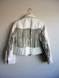 Imagem De Vilena Ferreira Fringe Leather Jacket White Leather Jackets