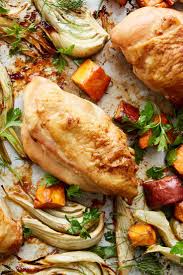 Sheet Pan Chicken With Sweet Potatoes And Fennel Recipe Recipe Fennel Recipes Chicken Sweet Potato Recipes