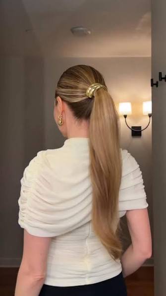 Slick Back Ponytail Clean Girl Hairstyle