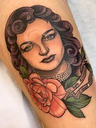 Neotrad portrait of my grandmother done by Rachel Behm at White Oak Tattoo  in West Chester, PA : r/tattoos