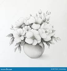 A Detailed Pencil Sketch of a Bouquet of Flowers in a Round Vase Stock  Illustration - Illustration of design, realism: 338779340