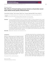 Pdf The Effects Of Bread Making Process Factors On Australian Sweet Lupin Wheat Bread Quality Characteristics