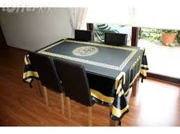 Black And Gold Tablecloth Versace Table Cloth Satin Medusa Home Black Gold 1b42 Jpg 580 435 Pixels Versace Home Versace Custom Plates
