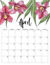 Cute April 2020 Floral Calendar In 2020 Print Calendar Free Printable Calendar Flower Calendar