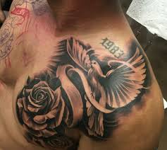 Bird And Rose Tattoo For Men Pin By Ramiro Gonzalez On Ink Chest Tattoo Men Cool Chest Tattoos Mens Shoulder Tattoo