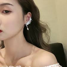 New Crystal Angel Wings Women's Clip Earrings Need Pierced Water Drop  Pendants Luxury Wedding Ear Jewelry Cool Ear Cuff