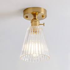 *shipping rates do not accurately represent shipping costs for furniture. Mini Ceiling Light With Cone Cylinder Glass Shade Industrial Single Light Semi Flush Light Fixture In Brass Beautifulhalo Com