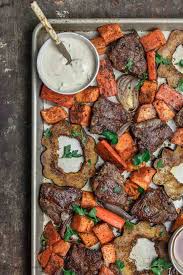 Baked Lamb Chops With Root Vegetables And Acorn Squash And Tahini Sauce Lamb Dishes Lamb Recipes Lamb Chop Recipes