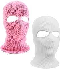 Suntrade 2 Hole Knitted Full Face Cover Ski Mask Winter Balaclava Beanie For Outdoor Sport Set Of 2 Pink Ski Mask Knitted Balaclava Robber Halloween Costume