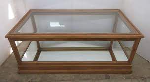 Ending thursday at 8:56am pdt. Albrecht Auctions Oak Display Case Coffee Table Has Walnut Inlay In Top And Mirrored Bottom Top Glass Is Beveled Tempered Glass