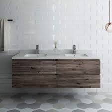 To help you make the best possible decision, we the traditional height for a bathroom vanity, whether it has a single sink or two, is 32 inches. Bathroom Sink Vanities Accessories Fresca Formosa 58 Inch Wall Hung Double Sink Modern Bathroom Cabinet Kitchen Bath Fixtures