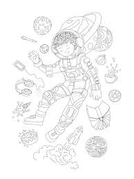Coloringanddrawings.com provides you with the opportunity to color or print your little girl astronaut drawing online for free. Cute Hand Draw Coloring Page With Brave Astronaut Cosmonaut Girl Cute Girl Floating In Space With Science Elements Stock Vector Illustration Of Medical Draw 146784557