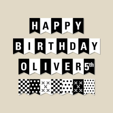 This set contains 4 character flags and happy birthday letter flags. Custom Name Black And White Birthday Banner Birthday Party Etsy In 2021 Birthday Banner Pennant Banners Birthday Party Decorations