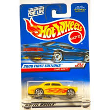 Officially licensed nascar productaction racing collectablesdiecast body and plastic chassislimited editionmanufacturer specific body. Hot Wheels 2000 086 Yellow Shoe Box 26 Of 36 First Edition 1 64 Scale Walmart Com Walmart Com