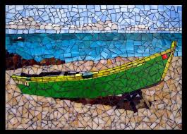 16 5 Island Bliss Tranquil Mosaic Tile Caribbean Seascape Stained Glass Free U S Shipping Glass Mosaic Art Mosaic Art Tiffany Glass Art