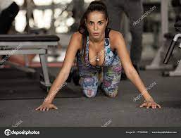 Young Woman Athlete Doing Pushups Part Bodybuilding Training Woman Big  Stock Photo by ©Lashkhidzetim 177025642