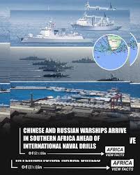 🇨🇳 China 🇷🇺 Russia 🇮🇷 Iran 🇿🇦 South Africa Warships from all four  countries have arrived in Cape Town today ⚓🇿🇦. The navies will conduct  joint military exercises in South African waters,