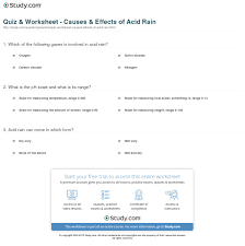 Quiz Worksheet Causes Effects Of Acid Rain Study Com