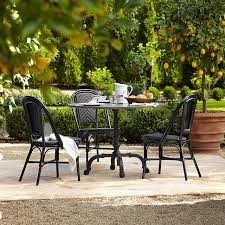 40 w marion dining table smooth black marble top black metal tulip base modern by noble origins home. La Coupole Round Outdoor Dining Table Williams Sonoma