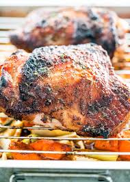 Using a pastry brush, brush both sides of the turkey thighs with melted butter. Maple Mustard Roasted Turkey Thighs Jo Cooks