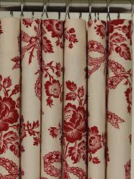 Red Beige Floral Shower Curtain 72 Long 119 99 Via Etsy Floral Shower Curtains Curtains Red House