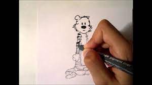 How to draw calvin and hobbes hugging from calvin and hobbes with easy steps lesson. Drawing Hobbes From Calvin And Hobbes Youtube