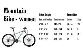 Mountainbike Chart For Women Bmx Bikes Mountain Biking